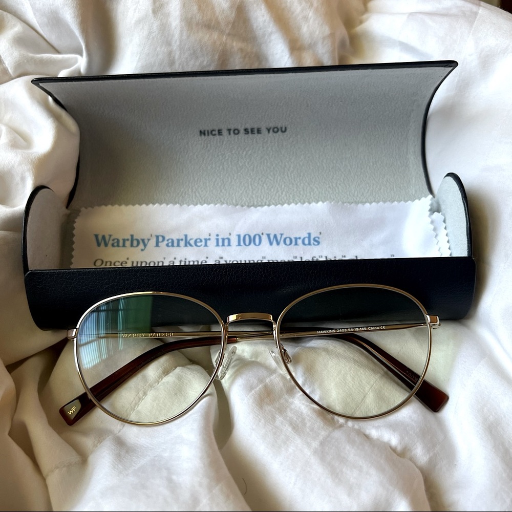 Warby Parker Blue Light Hawkins in Polished Gold Non-Prescription